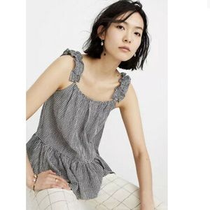 Madewell Plaid Ruffle Sleeve Tank